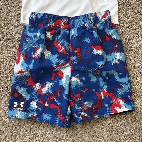 Under Armour shorts Shirt Set Freedom New Boys Kids Youth Toddler Size 4T - Picture 4 of 7